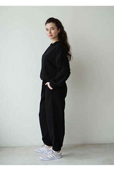 yg ydn giyim بنطال رياضي أسود ذو قصة كبيرة