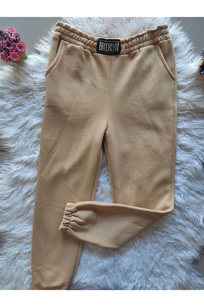 Sublime Butik Unisex Ελαστική μέση Jogger Χοντρό Milk Coffee Φούτερ