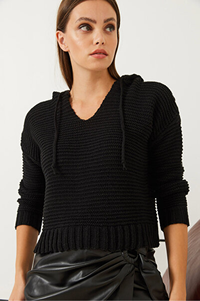 Bianco Lucci Women's Hooded Basic Knitwear Sweater 85001023