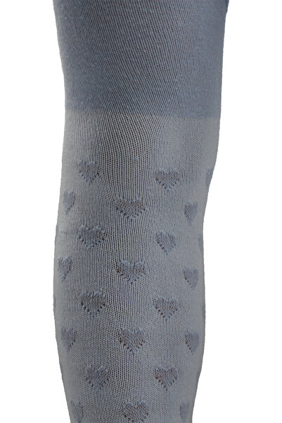KARDEŞLER ÇORAP Girl's Cotton Heart Pattern Pantyhose Blue
