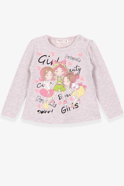 Breeze Girl's Long Sleeve T-Shirt Friendship Themed 1.5-5 Years, Beige Melange