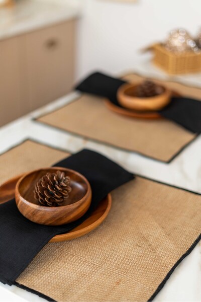 KaiHome 4-пакетна серветка з 100% льону, чорна