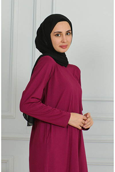 sefamerve Yırtmaçlı Uzun Tunik 9141-06 Mürdüm