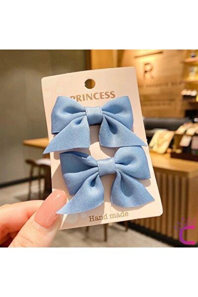 Cinderella Gök Mavi 2-комплект детски сатенени фиби и панделки