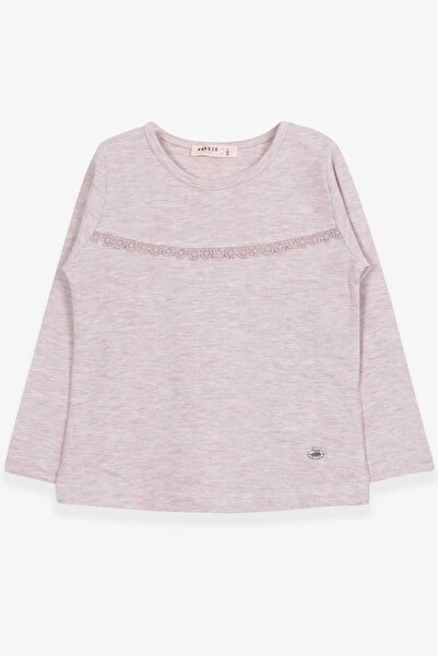 Breeze Kız Çocuk Uzun Kollu Tişört Güpürlü 2-6 Yaş, Bej Melanj