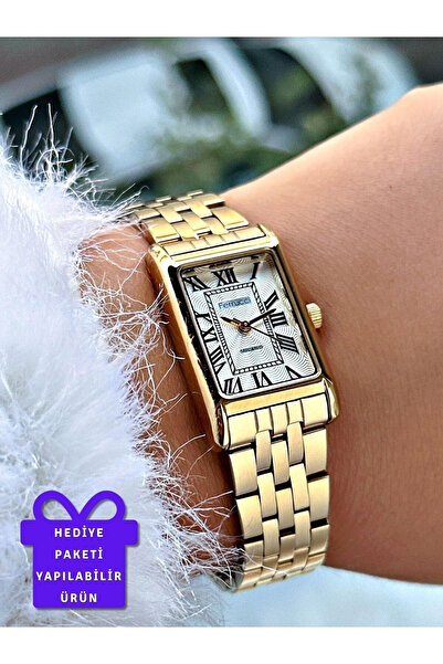 Ferrucci Roma Rakamlı Altın Rengi Çelik Kasa ve Kordon Kadın Kol Saati (3 atm Su Geçirmezlik)