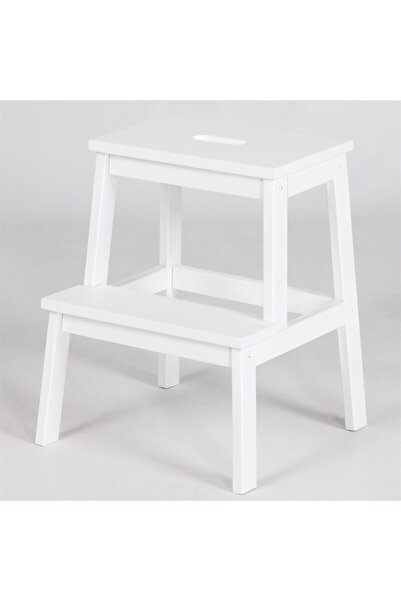 FASTWOOD Basamaklı Ahşap Tabure Beyaz Renk
