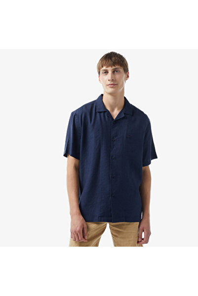 Lacoste Erkek Relaxed Fit Kısa Kollu Lacivert Gömlek