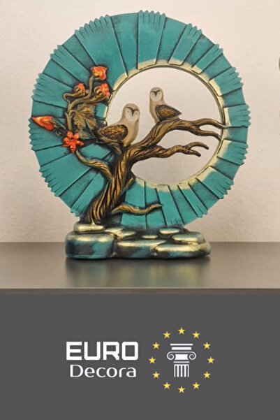 Euro Decora Dekoratif Modern Lüks Baykuş Obje Masaüstü Hediyelik Eşya Heykel Ev Dekorasyon Aksesuar 24x21.5 cm