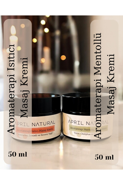 April Natural Aromaterapi Masaj Kremi, Atkestanesi, Isıtıcı Masaj Yağı, Mento...