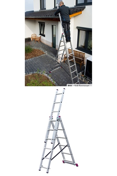 Magnotto Katlanabilir Ev Çatı Ağaç Bahçe Için Merdiven Katlanır Pratik 7 Basamaklı Büyük Alüminyum Merdiven