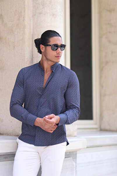 PASSERO Regular Fit Judge Collar Printed Lycra Shirt