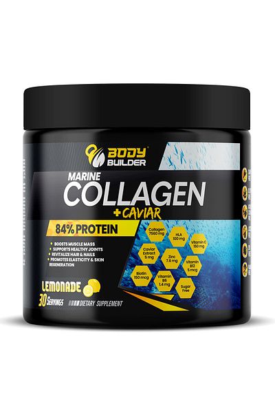 Body Builder Marine Collagen Plus Caviar, Lemonade, 270 Gm,boosts Muscle Mass.