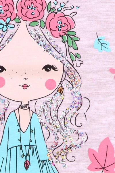 Breeze Girl's Long Sleeve T-shirt Girl's Printed 2-6 Years Old, Beige Melange