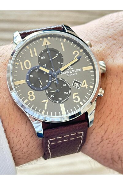 Daniel Klein Dani̇el Klein Exculisve Stitched Leather Strap Active Indicator Men's Arm Saa