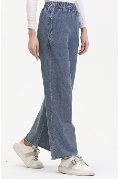 sefamerve Beli Lastikli Kot Pantolon 1793M-01 Mavi