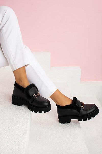 ShoeTek Дамски мокасини с катарама Jarin, черни, кожени