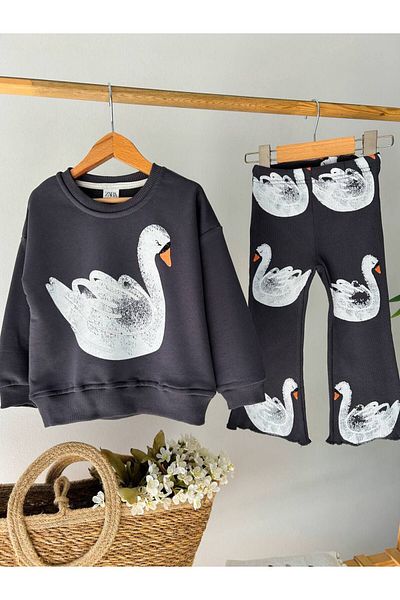 SeddaCollection Girl's Patterned Cotton 3-String Non-Raised Top and Bottom Set