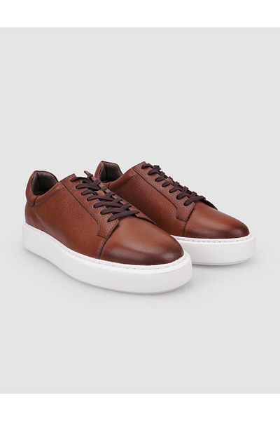 Cabani 100% Genuine Leather Tan Lace-Up Men's Sports Shoes