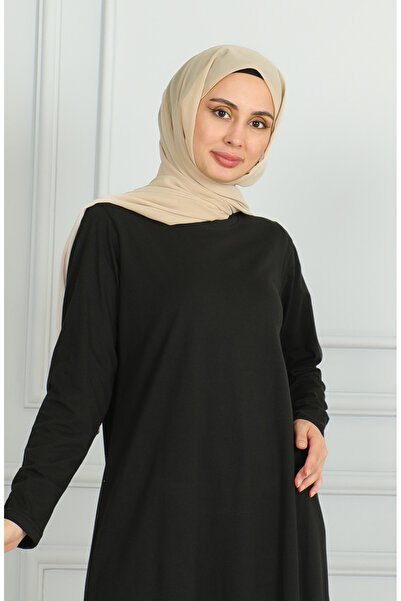 sefamerve Black Long Slit Tunic - 9141-05
