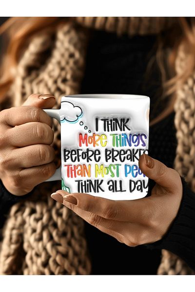 Evion Think Motolu Printed 3D Design Ceramic Mug - Gift Mug Cup