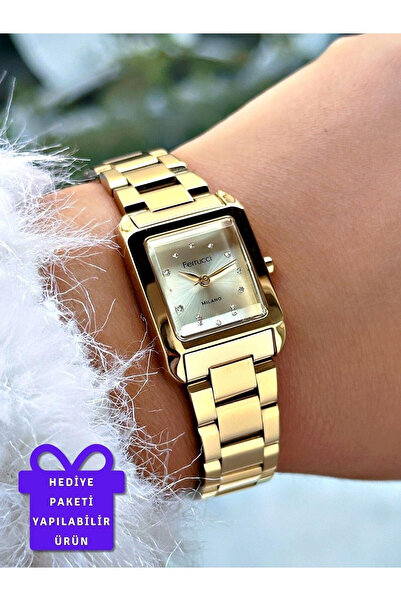 Ferrucci Altın Rengi Çelik Kordon ve Çelik Kasa Kadın Kol Saati  (26-30mm çap...