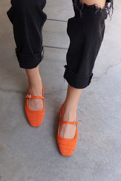 LAMİNTA Balerini de damă Sista Orange Tweed Detaliați