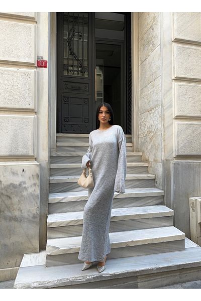 kenza'a Γυναικείο ισπανικό πλεκτό φόρεμα με ανοιχτόχρωμο μανίκι