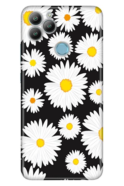 General Mobile Gm 22 / Gm 22s Kılıf 0.4mm Lazer Kesim Silikon Kapak Papatya