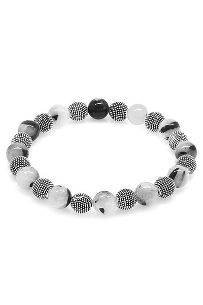 Tesbihane Rutil Quartz Metal Combination Sphere Cut Natural Stone Bracelet