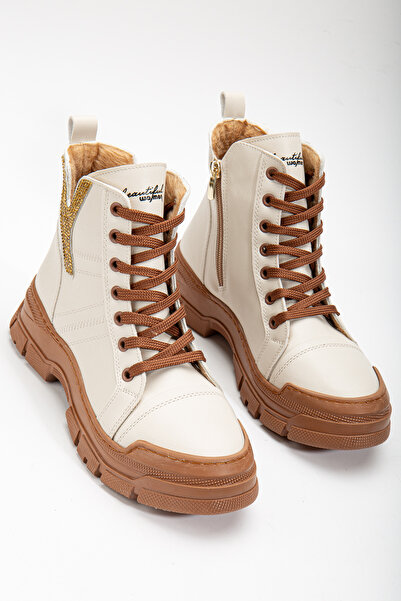 FRAPAN SOULYE Kadın bot bej taba rahat hazır taban ortopedik kadın kışlık bot yeni sezon 2024 şık bot confort