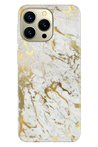 HİKİNG A43 - A48 Kılıf Hıkıng A43-a48 Telefon Kılıfı Baskılı Altın Mermer