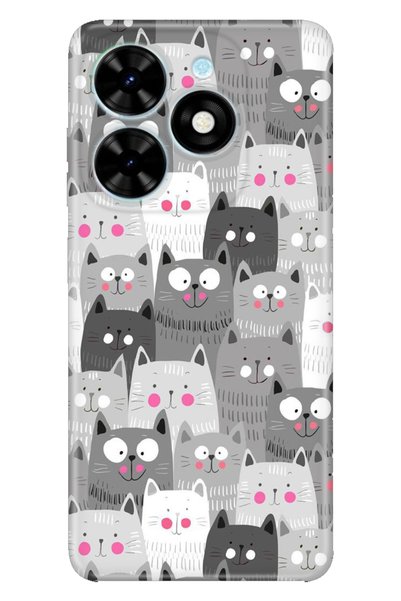 TECNO Spark Go 2024 Compatible Case Pictorial Printed Nano Silicone Cartoon Cats
