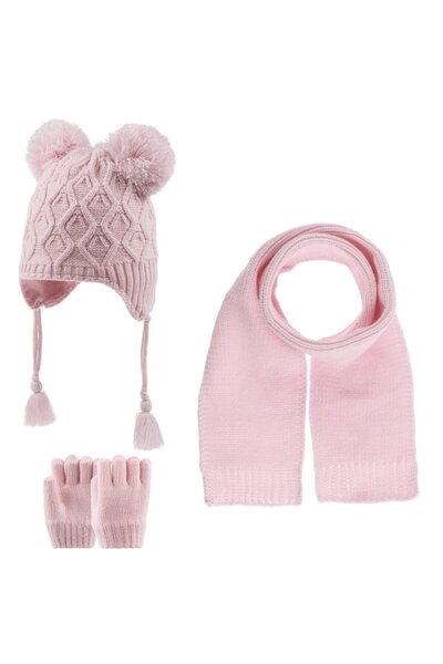 Kitti طقم وشاح وقبعة وقفازات للفتيات من عمر 1 إلى 4 سنوات مكون من 3 قطع