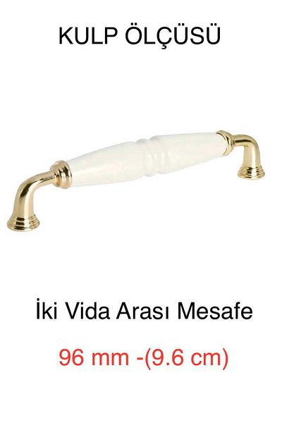 Porcellana Perla 9,6Cm-White-Gold-Porcelain Handle Handle Cabinet Drawer Furniture Kitchen-Handle -Pearl 96Mm-Metal-Stk2969