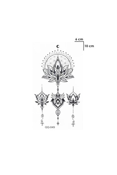 GLANZEND Gerçek Dövme Görünümlü Göğüs Arası Lotus Modelli 3 Boyutlu Tattoo