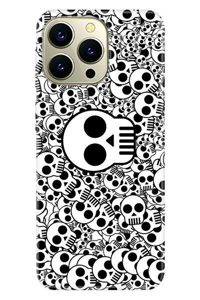 HİKİNG A43 - A48 Kılıf Hıkıng A43-a48 Desenli Baskılı Silikon Skull White