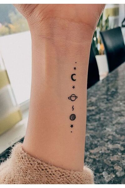 GLANZEND Gerçek Dövme Görünümlü Gezegenler Modelli 3 Boyutlu Tattoo