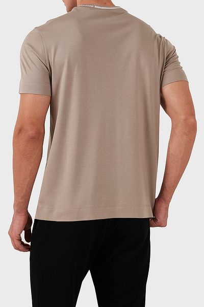 Emporio Armani Βαμβακερό λογότυπο κανονική εφαρμογή Μπλουζάκι με λαιμόκοψη ανδρικό μπλουζάκι 6d1t95 1josz 0144