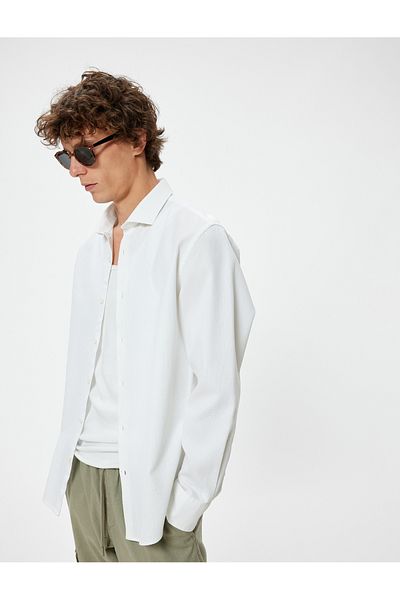 Koton Fél olasz galléros ing Slim Fit hosszú ujjú gombos