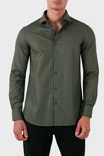 Emporio Armani Cotton Logo Regular Fit Shirt Men's Shirt 6D1C86 1Niuz F512