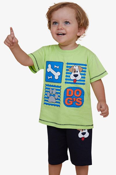 Breeze Boy's Shorts Set Cute Puppy 1-4 Years, Pistachio Green
