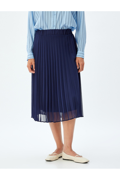 Koton Шифонова плісирована спідниця на підкладці з високою талією довжиною міді