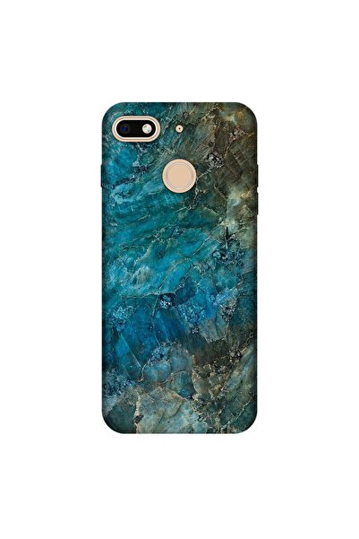 General Mobile Gm 8 Go Kılıf 0.4mm Lazer Kesim Silikon Kapak Mavi Mermer