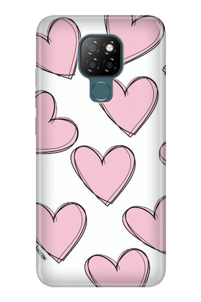 General Mobile Gm 20  Uyumlu Kılıf 0.4mm Lazer Kesim Silikon Kapak Pembe Çizg...