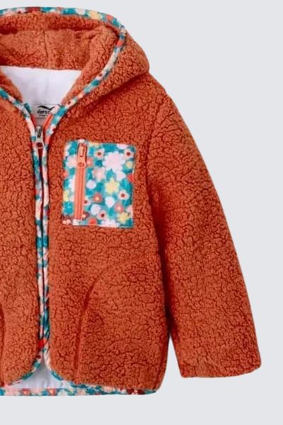 Verscon Patterned Hooded Zippered Welsoft Sherpa Girl's Winter Fleece Jacket