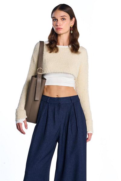 SHERIN Navy Blue Wide Leg High Waist Pants