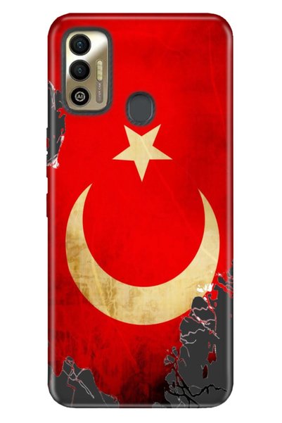 TECNO حافظة متوافقة مع Spark 7t Tioserisi مصورة من السيليكون بعلم تركي
