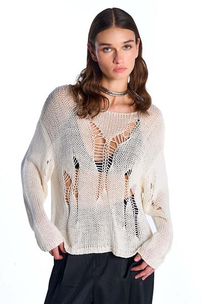 SHERIN Ecru Detailed Knitwear Sweater
