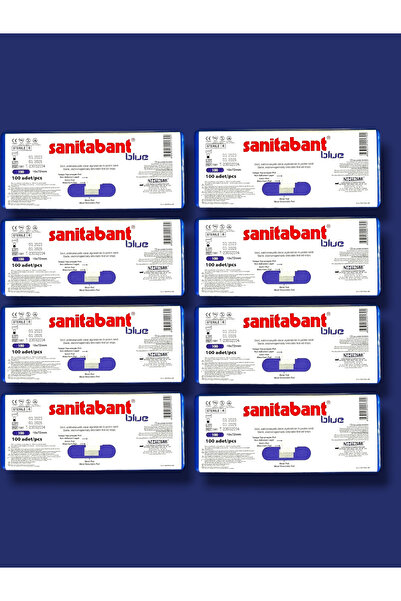 Sanitabant Mavi Metalli Yara Bandı 100 Adet X8 Adet